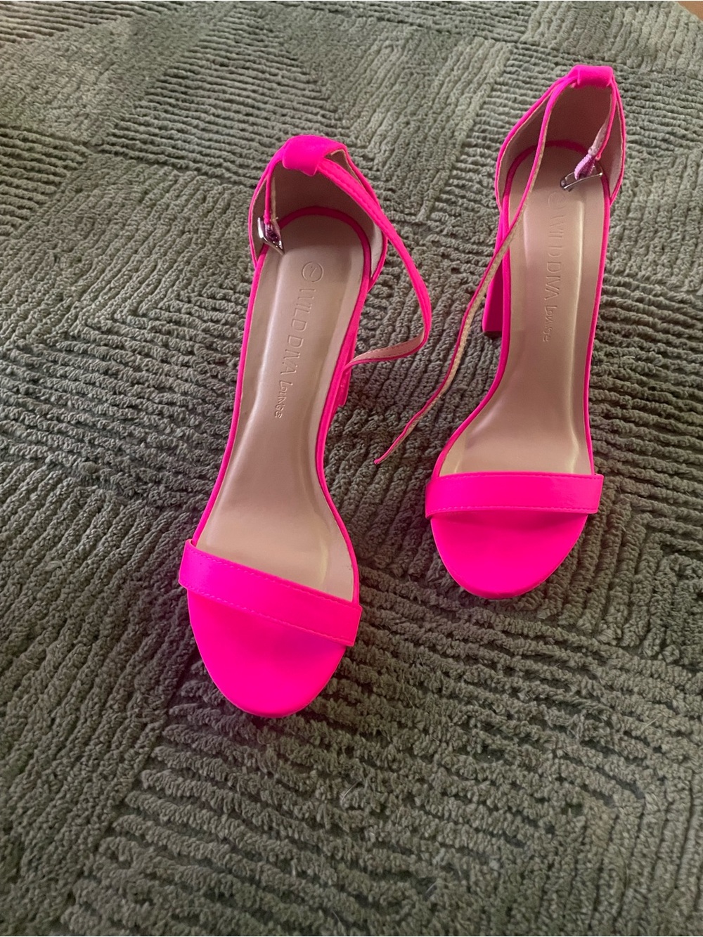 Wild Diva Bright Fuchsia Ankle Strap Block Heels